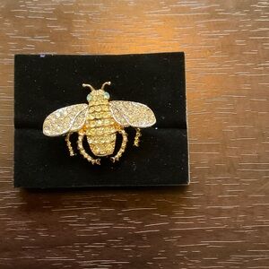 Kenneth Jay Lane Gold Bee Pin with Rhinestones